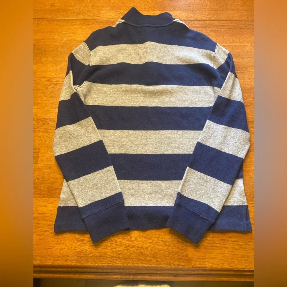 Polo Ralph Lauren Navy & Gray Striped Quarter-Zip Sweater